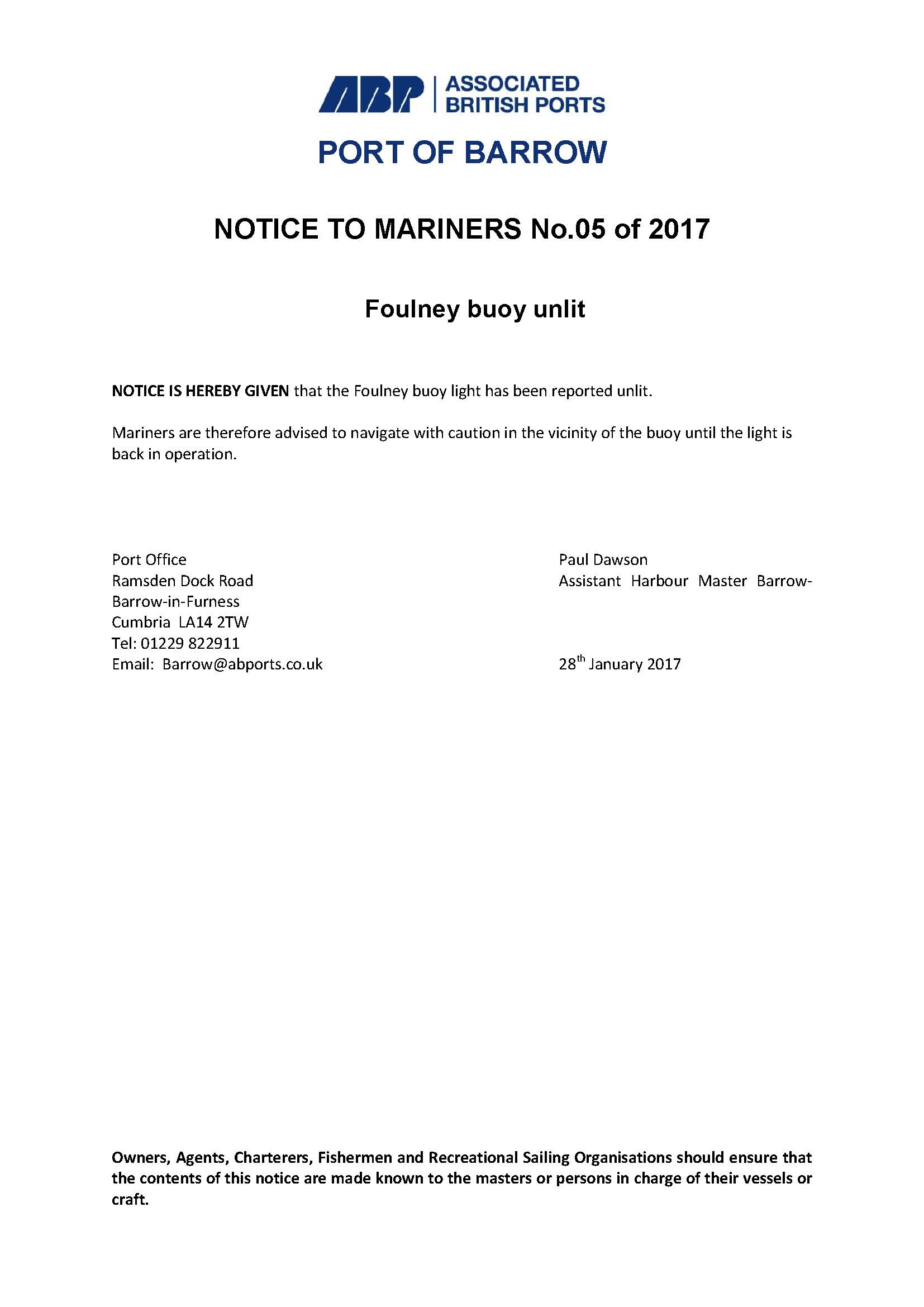 Notice to Mariners 5